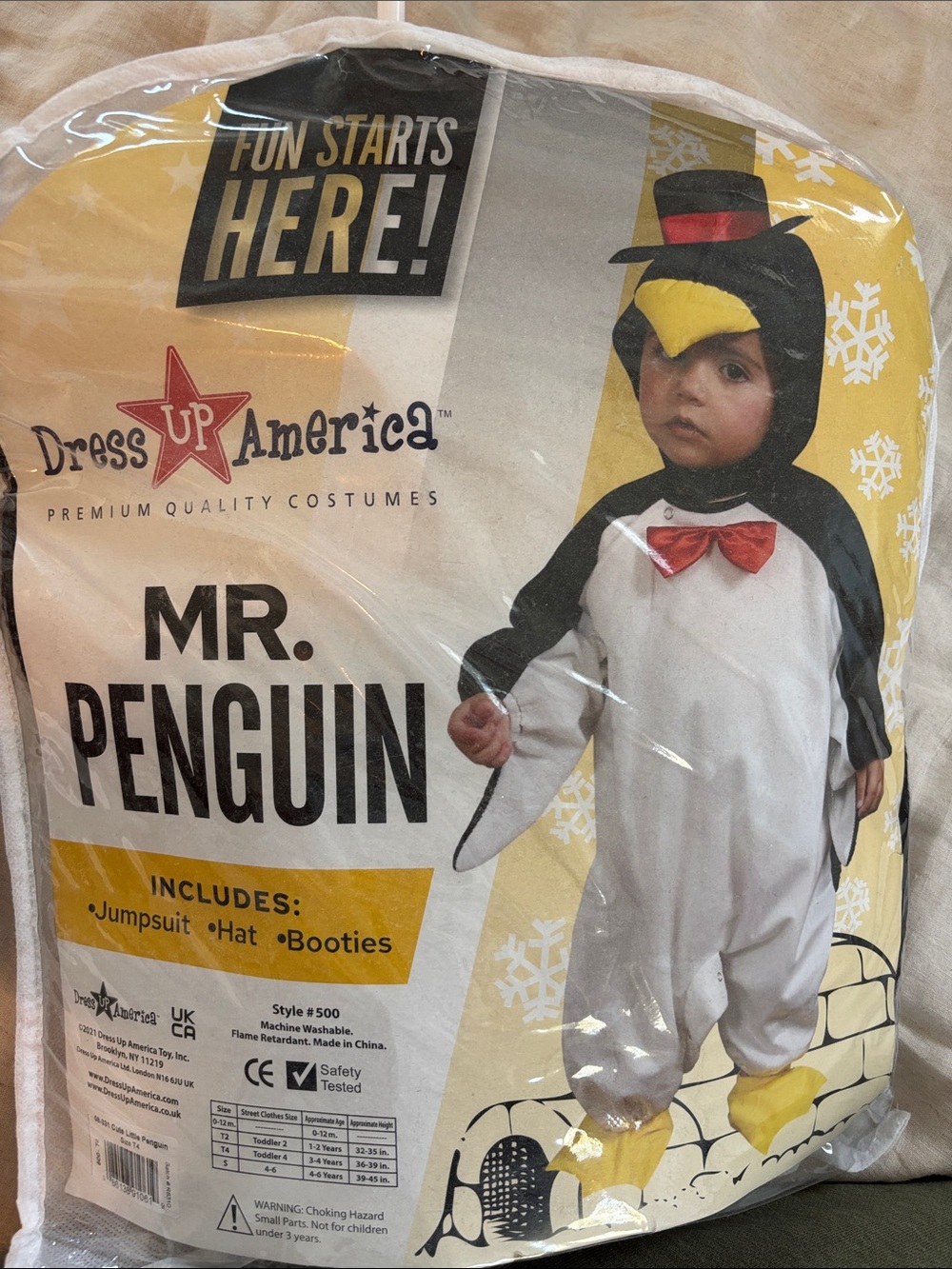 Mr. Penguin Kids Costume - Black, White & Yellow 4T
